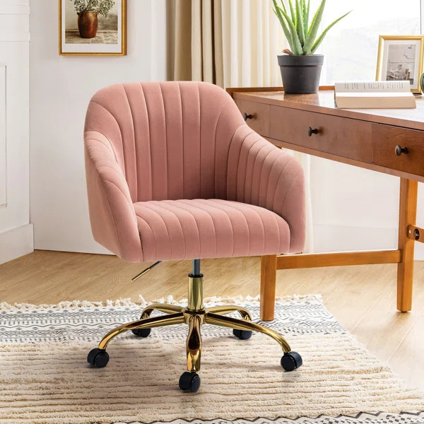 Adan Modern Velvet Task Chair withWood Frame and Back | Wayfair North America