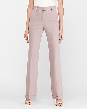 High Waisted Textured Cuffed Trouser Pant | Express