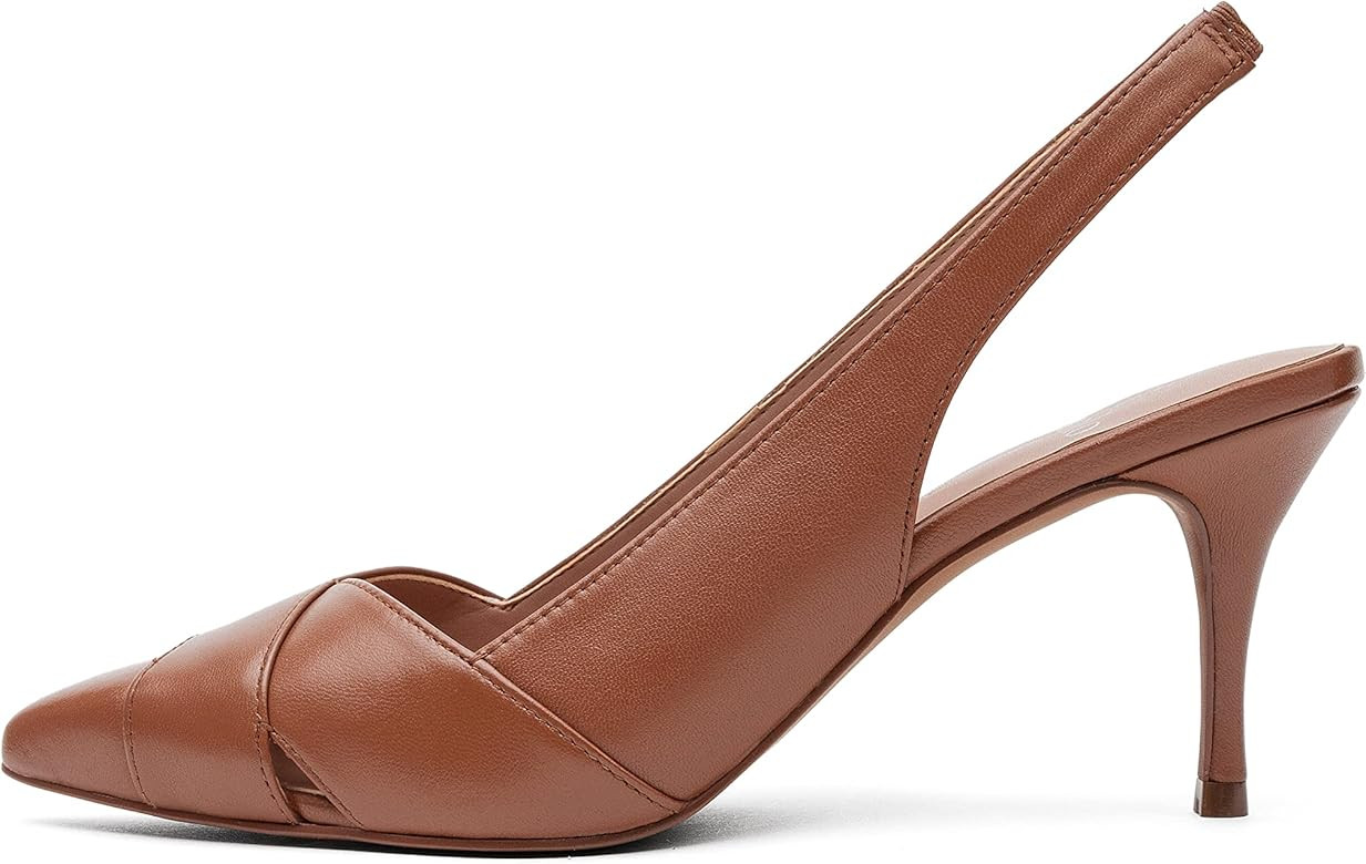 Linea Paolo - Nelly - Womens Pointy Toe Cutout Patent or Nappa Slingback Mid-Height Pumps | Amazon (US)