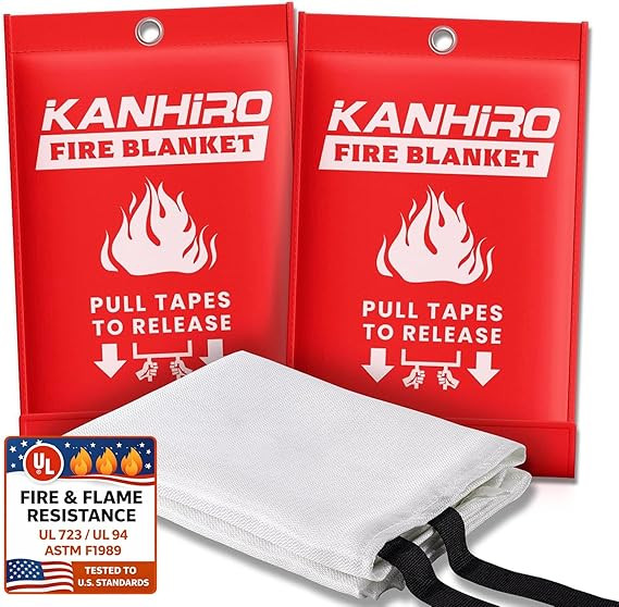 KANHIRO Fire Blanket Emergency for Home Kitchen - Fiberglass Fire Suppression Blanket Great for S... | Amazon (US)
