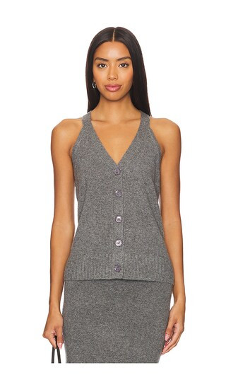 Enza Costa Cashmere V-neck Halter Cardigan in Charcoal. - size S | Revolve Clothing (Global)