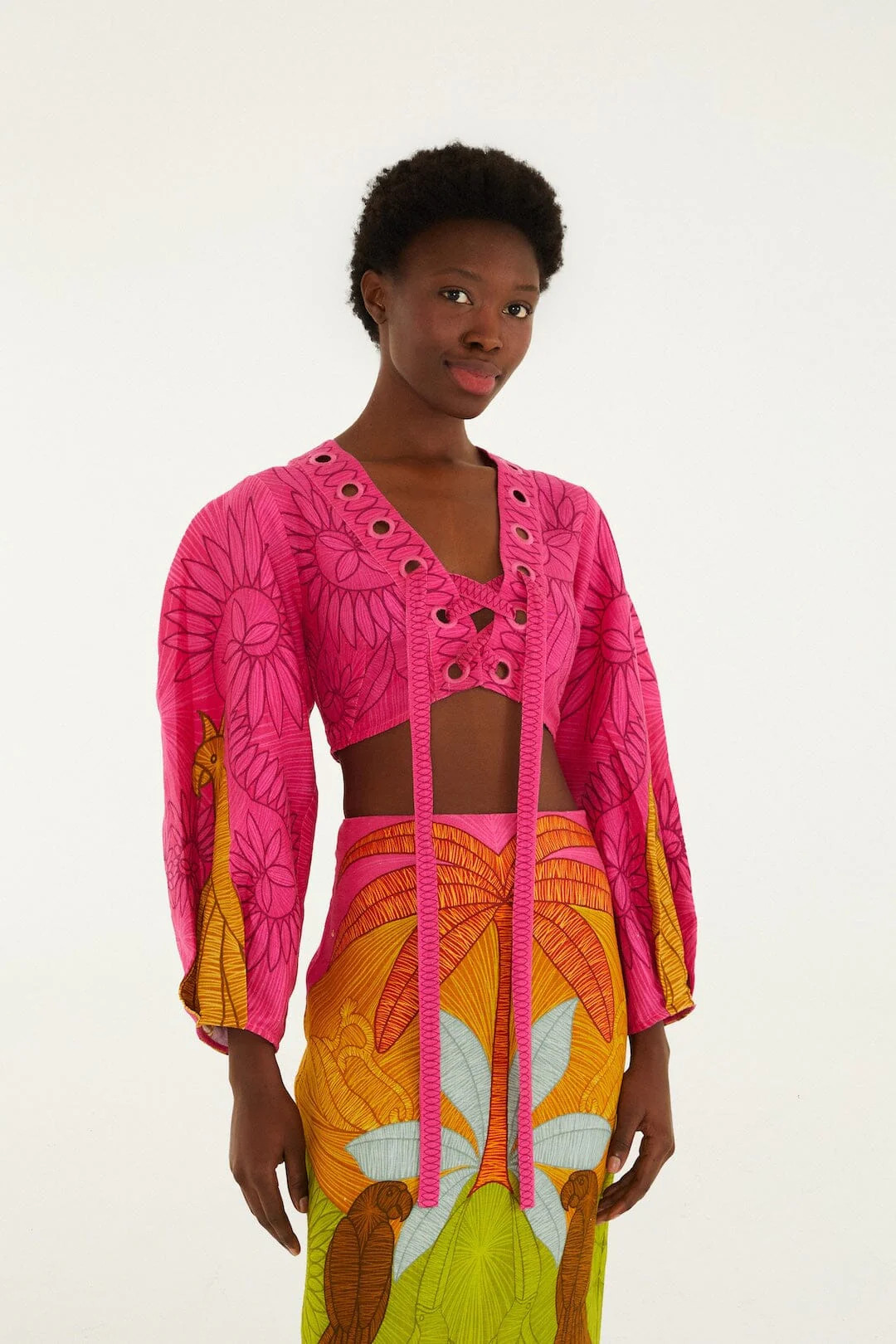 Multicolor Usiacuri Euroflax\u0099 Premium Linen Eyelet Blouse | FARM Rio | FarmRio (US)