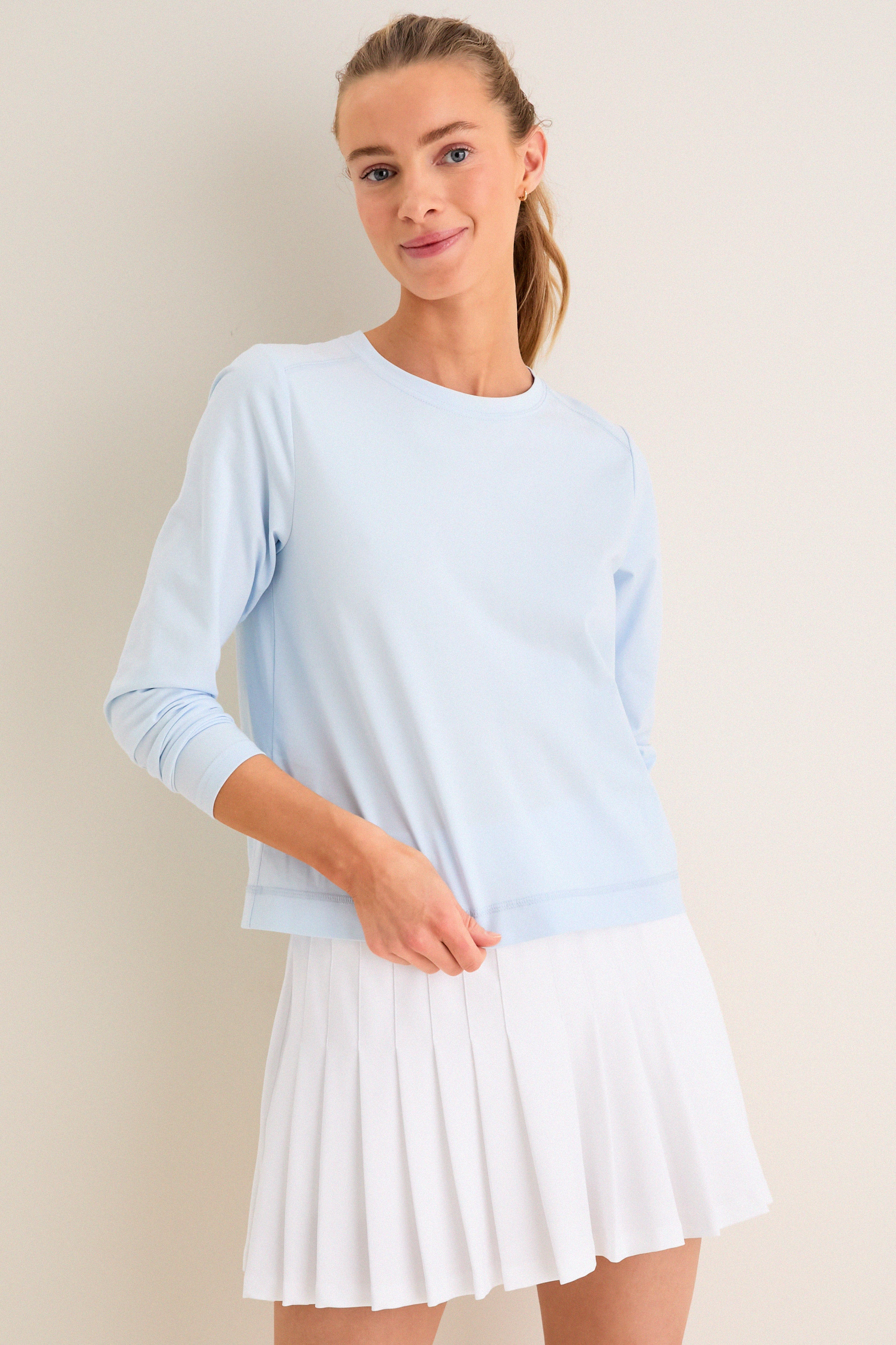 Light Blue Long Sleeve Performance Cotton Sasha Tee | Tuckernuck (US)