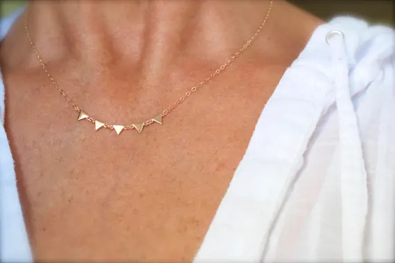 Rose gold triangle necklace - 14K rose gold-filled chain  - multi rose gold triangle necklace  - ... | Etsy (US)