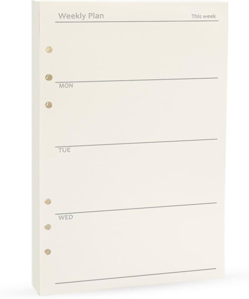 A5 Weekly Planner Refills Planner Inserts 6-Ring Planner Refill for Notebook Journal Tracker, Und... | Amazon (US)