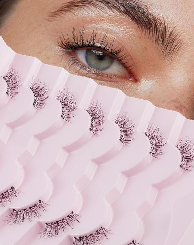 Half Lashes Natural Corner Eyelashes Wispy Natural Look Clear Band 3/4 Lashes Half-01 | Amazon (US)