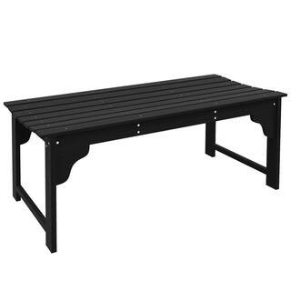 Black Wood Outdoor Park Bench | The Home Depot