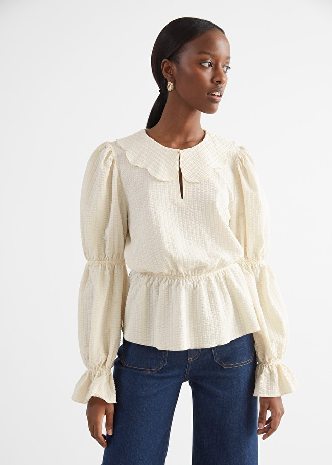Waffled Scallop Collar Smock Top | & Other Stories (EU + UK)