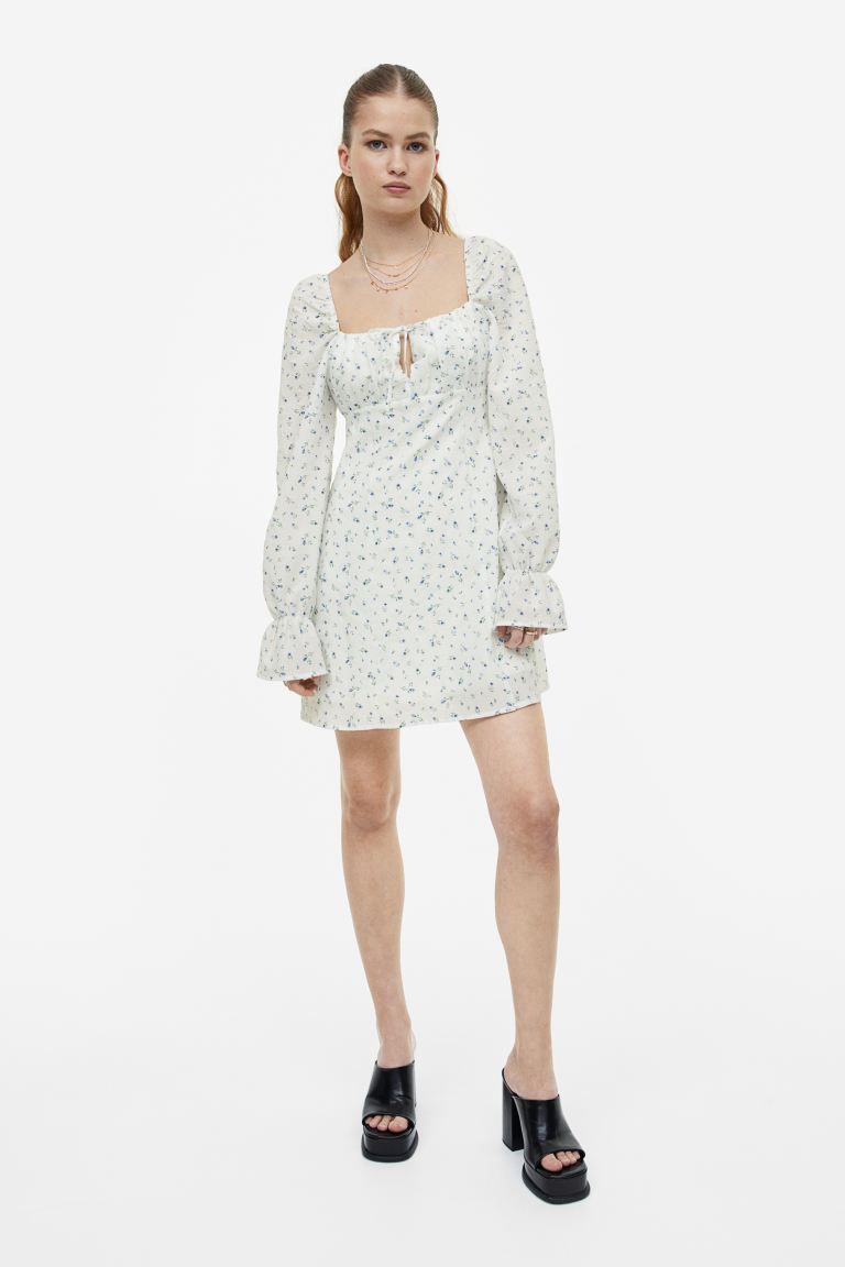 Puff-sleeved Crêped Dress | H&M (US + CA)