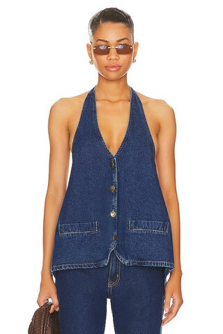 LIONESS Hills Halter Top in Dark Denim from Revolve.com | Revolve Clothing (Global)