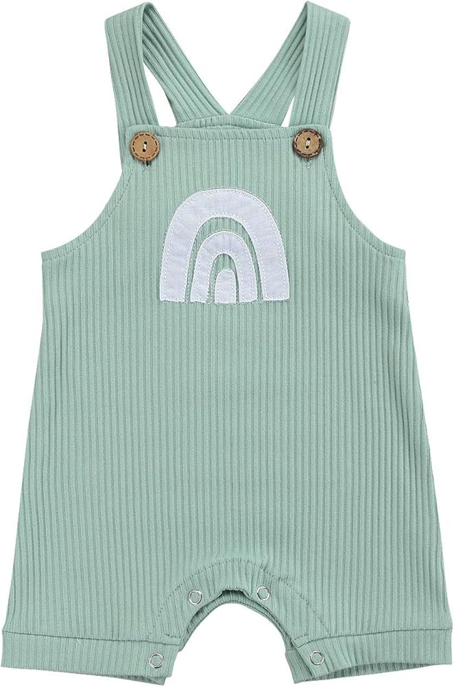 WASAIGOOD Infant Newborn Baby Girl Boy Rainbow Rompers One Piece Ribbed Jumpsuit Outfits Unisex Over | Amazon (US)