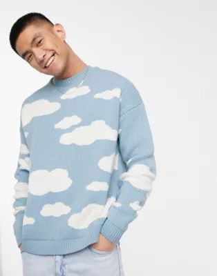 ASOS DESIGN oversized knitted jumper with cloud design | ASOS (Global)