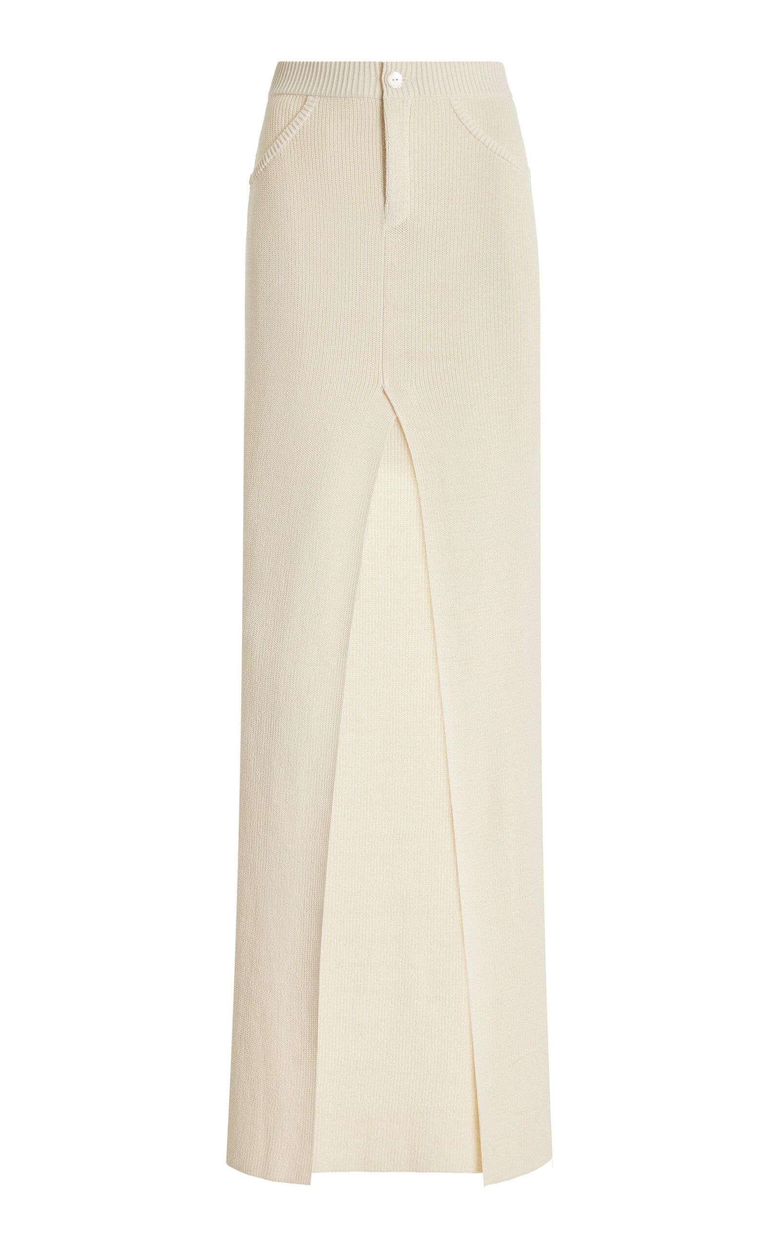 Aya Muse - Sei Knit Cotton-Blend Maxi Skirt - Off-White - L - Moda Operandi | Moda Operandi (Global)