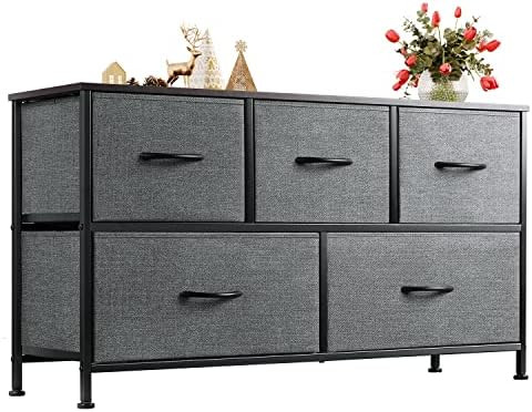 WLIVE Dresser for Bedroom with 5 Drawers, Wide Chest of Drawers, Fabric Dresser, Storage Organize... | Amazon (US)