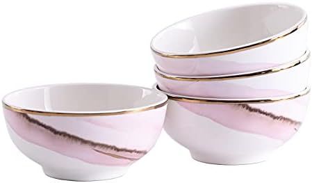 Bico Watercolor Marble Gold Lilac Purple Porcelain Bowls Set of 4, for Pasta, Salad, Cereal, Soup... | Amazon (US)