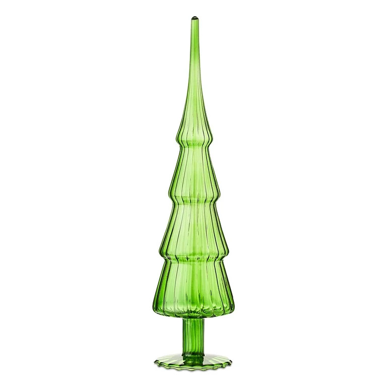 Glass Christmas Tree Tabletop Decor, Green, 13", by Holiday Time | Walmart (US)