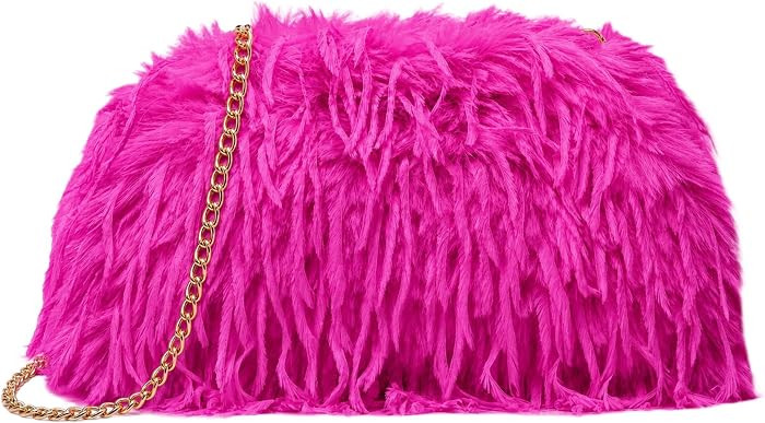 Fuzzy Handbags for Women Anti-Shedding Plush Y2K Clutch Purses for Wedding Evening Party 13.4 Inc... | Amazon (US)