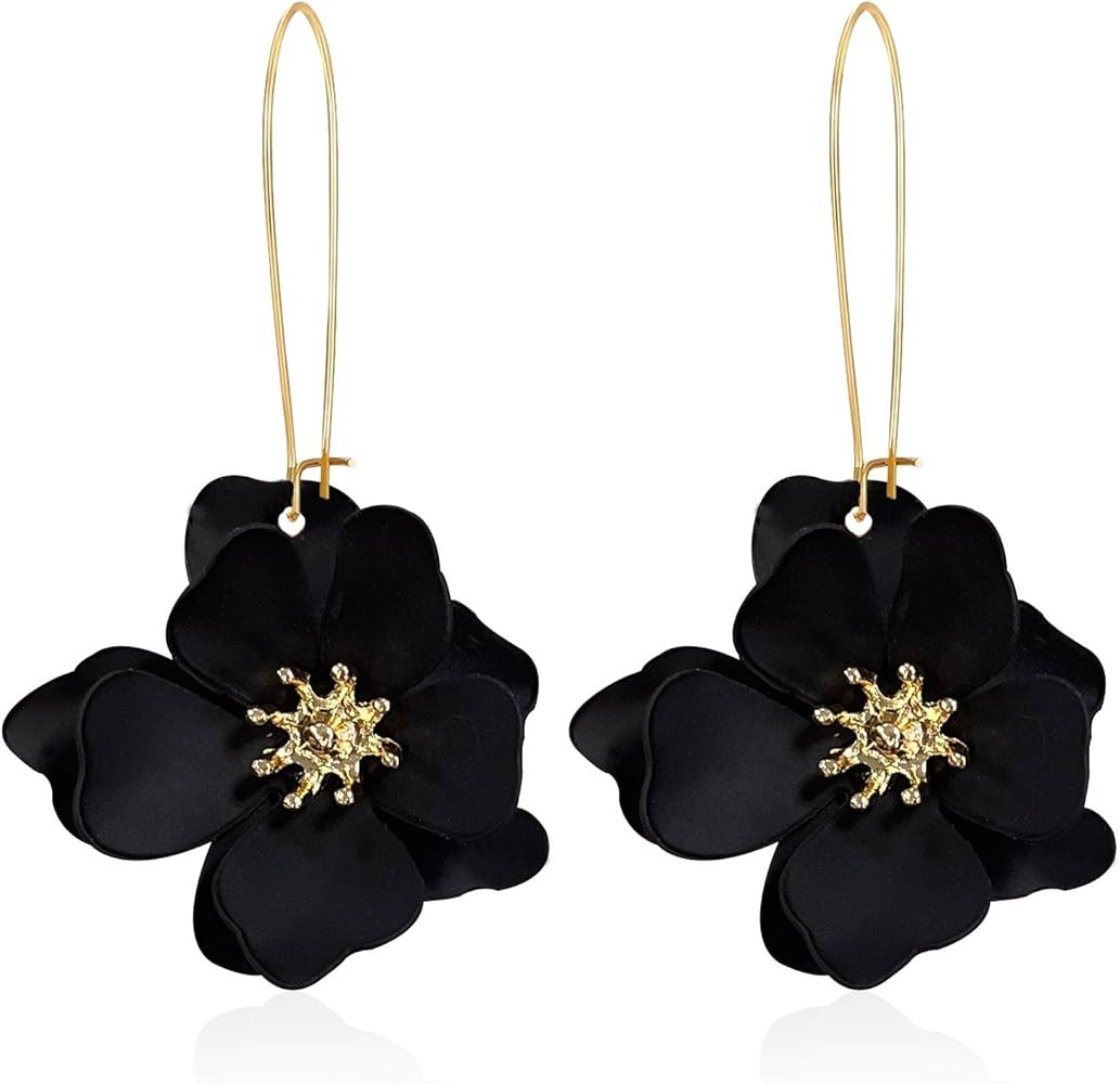 Bohemian Daisy Flower Matte Floral Long Petal Drop Dangle Earrings Layered Tiered for Women Chic ... | Amazon (US)