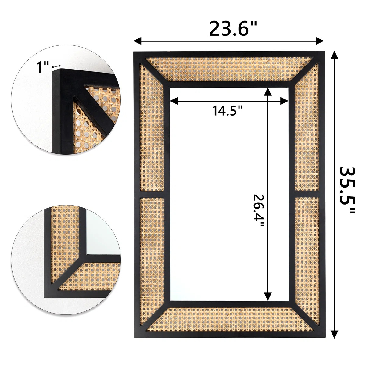 Brandy Rectangle Wood Rattan Wall Mirror | Wayfair North America