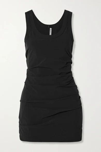 Alexander Wang - Ruched Stretch-shell Mini Dress - Black | NET-A-PORTER (US)