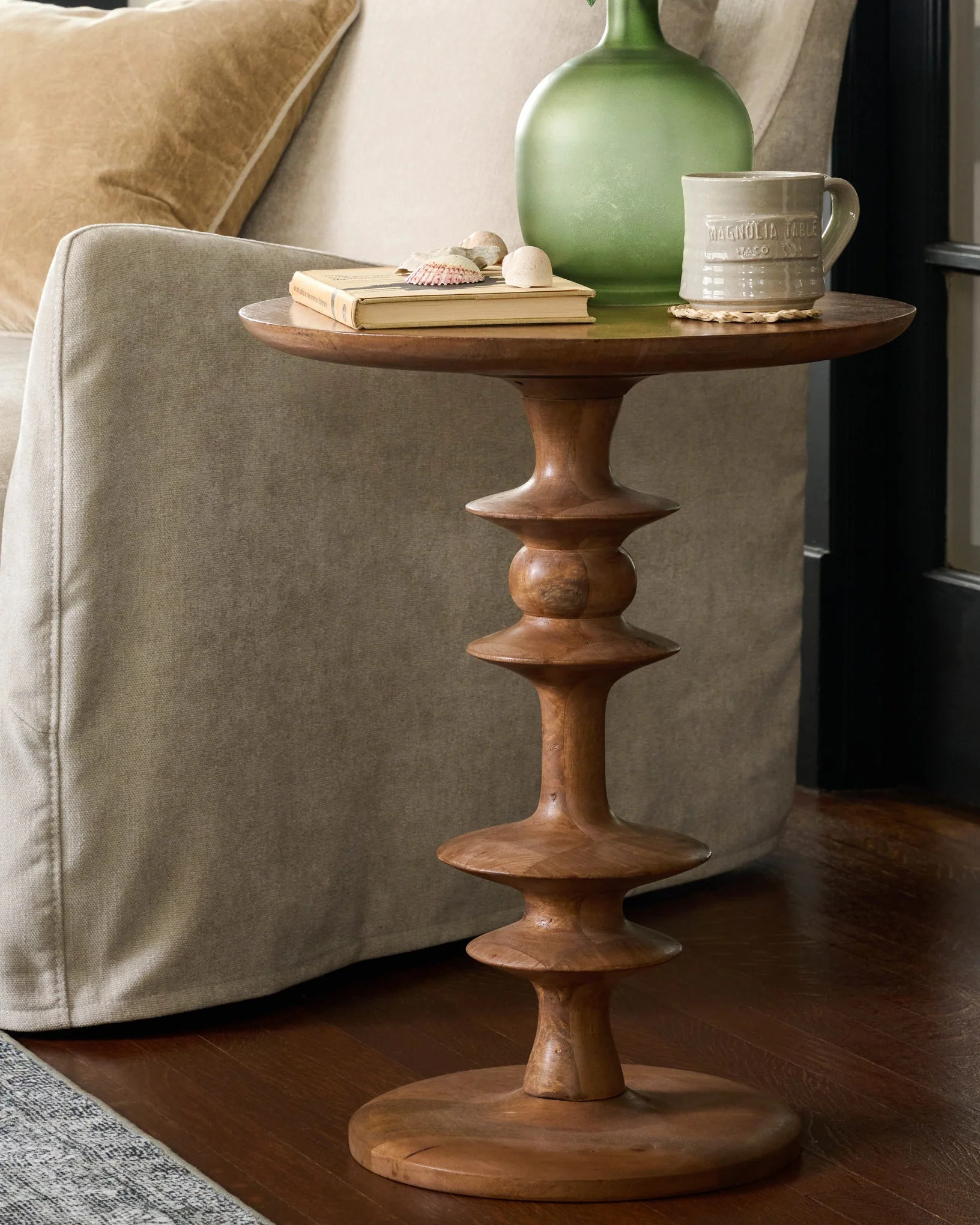 Enzo Turned Wood Side Table | Magnolia