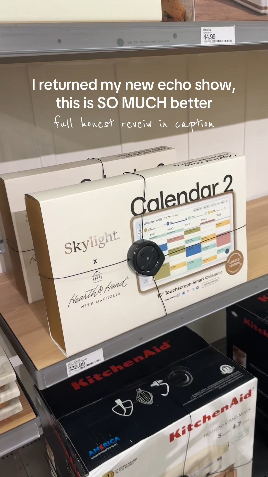 The truth review 👇🏼💭
The echo show felt to ME…
Glitchy, slow, non aesthetic, un upgraded since very old Alexa’s (I have 2 very old small versions and the 15 felt identical) and overall it was NOT with the money to me. 

I sent it back to Amazon and saw this pop up THIS WEEK on target and wanted to give it a test run before speaking on it. I’ve had it for a few days and I’m telling you.. if you want an easy aesthetic calendar with 
🤍 gmail google sync 
✅ easy task list for multiple people color coded 
⏲️ routines + reminders 
🗓️ pretty, easy calendar 
🛒 shopping list (and any other list you want to add, I made one for indoor + outdoor house projects) 

Then get it. Especially this new a+ aesthetic one 😍 low bezel, brass vintage antique frame vibes, just released from @magnolia x @target x @Skylight Frame 

Selling out in stores already, linked it on my like to know it @Jen.Winebarger 🛍️

You can manage, sync & use it all on the free app for your phone & from the skylight! Lets be honest the app makes it easy to plan from bed or out and about, and you can take your shopping list with you easily that you made from your kitchen 🙌🏼

Bonus if you want to upgrade to premium you will get the meal planner & recipes tab! ☺️ 

10/10 honestly, I would get it over and over and I’m so glad my instincts said return the other! 

#skylightcalendar #organizedhome #homedecor #honestreview #fyp 

#LTKmorningroutine #LTKHome #LTKHoliday
