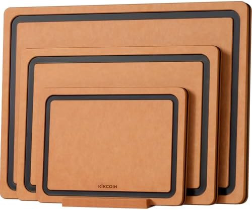 Kikcoin Wood Cutting Board Set of 3, Cutting Boards for Kitchen with Holder Dishwasher Safe Non-s... | Amazon (US)
