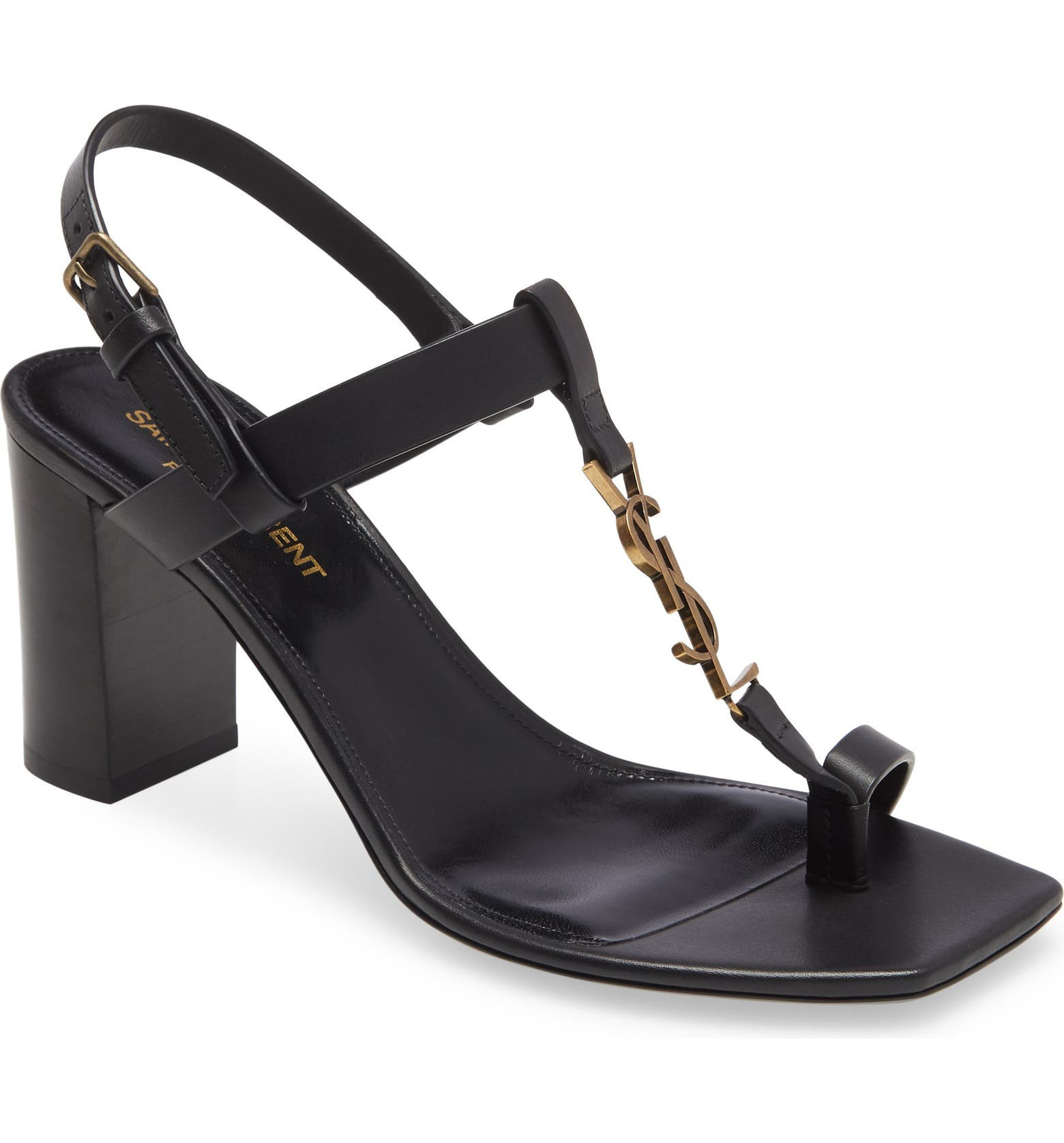 Cassandra YSL Logo T-Strap Sandal | Nordstrom
