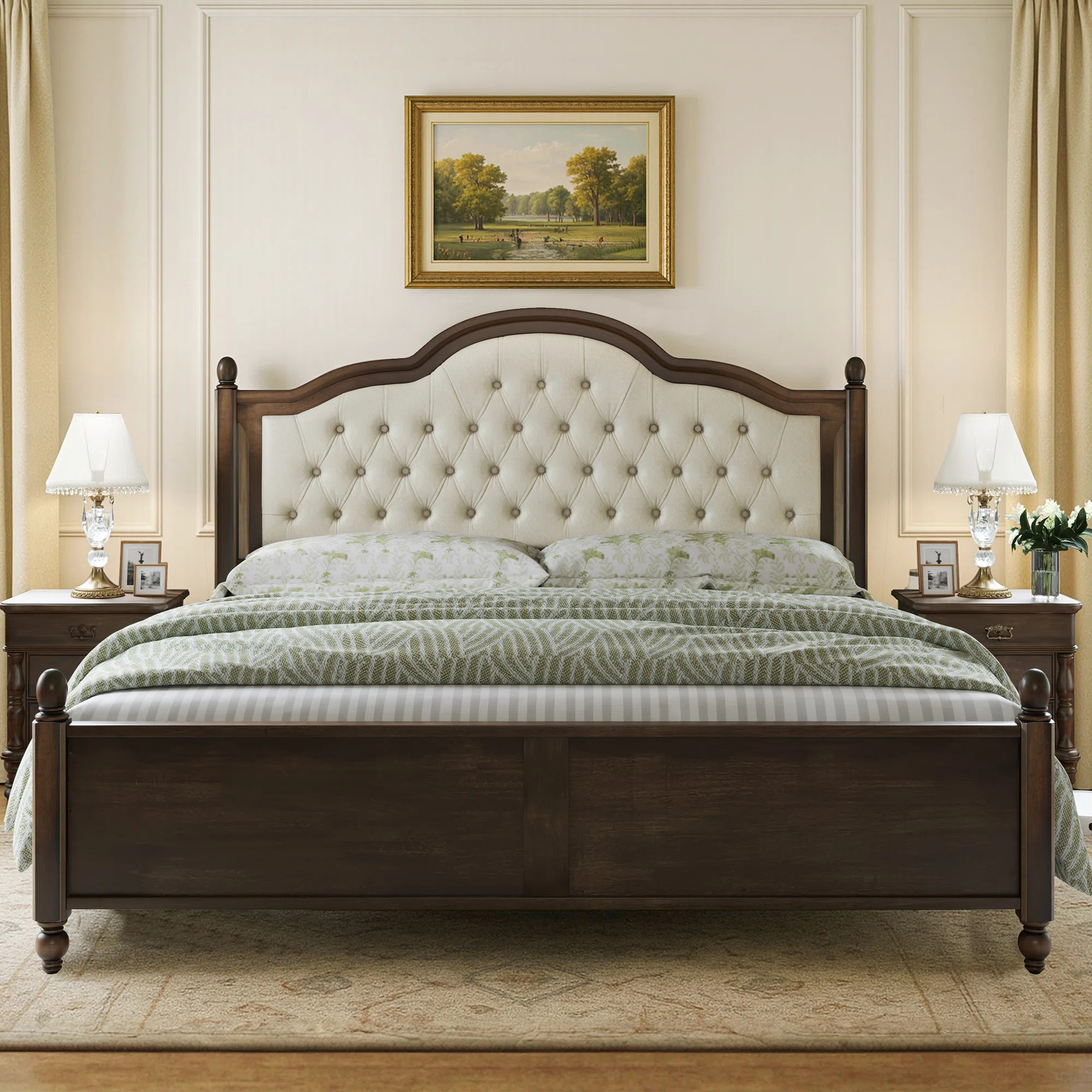 Bilal Queen Size Upholstered Bed Solid Wood Platform | Wayfair North America