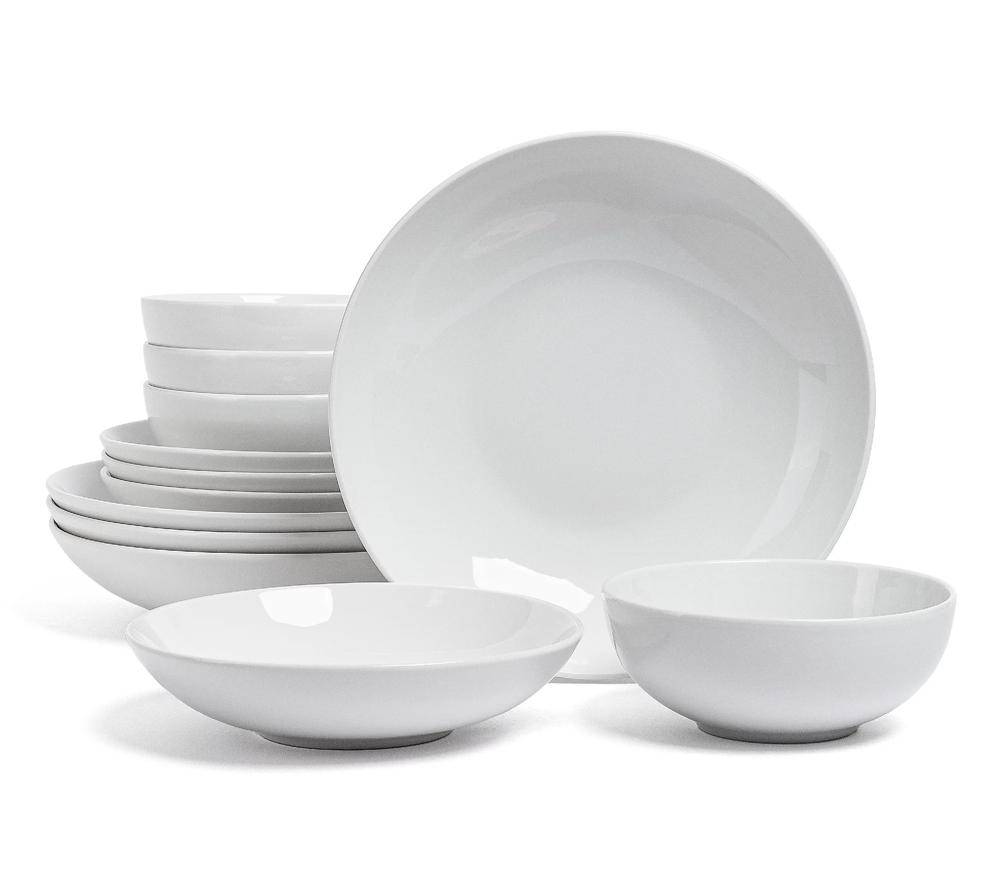 over&back Coupe 12-Piece Glossy Porcelain Dinnerware Set | QVC