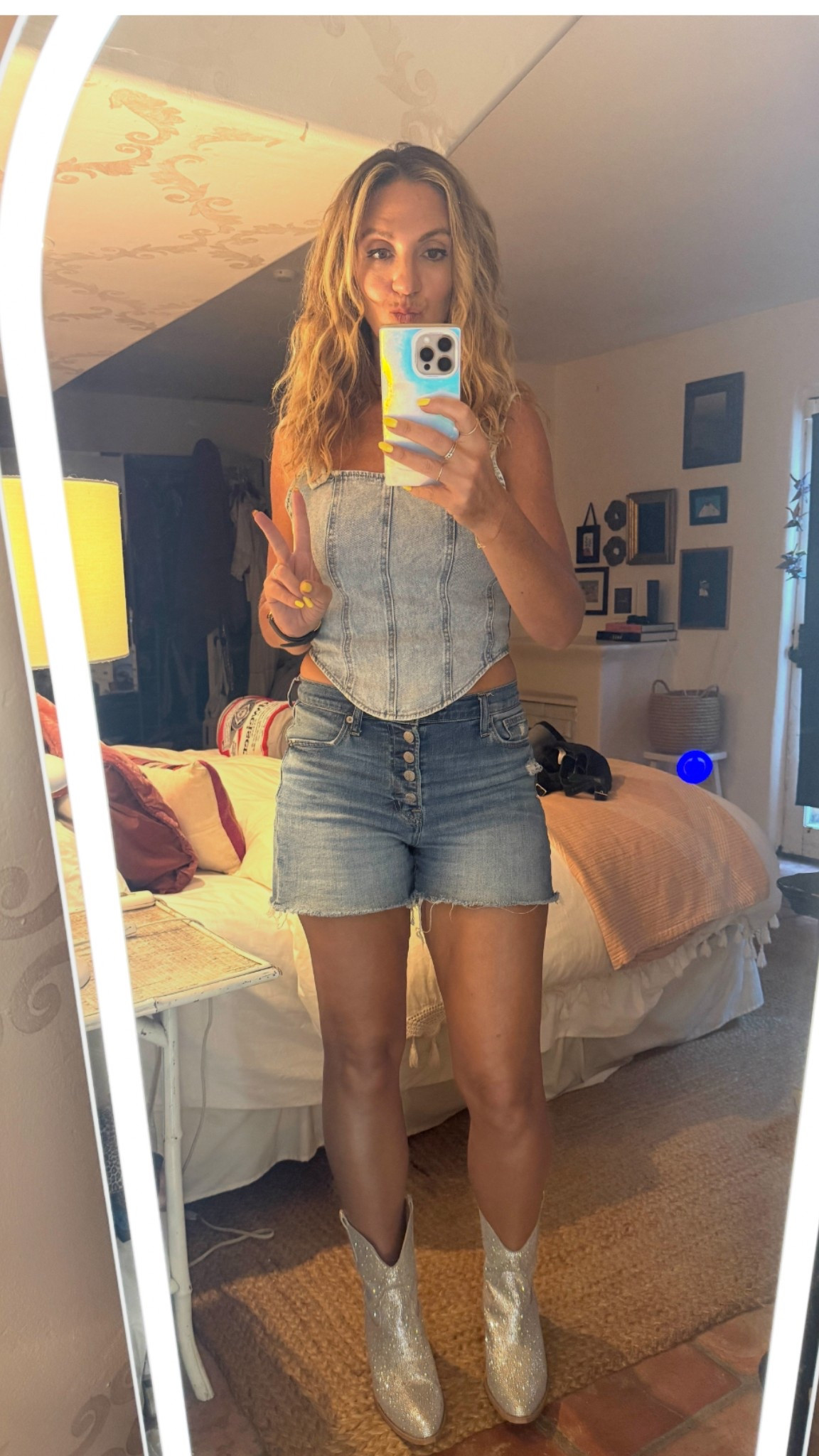 Double denim, aka “cowboy tuxedo” ✨🤠 This corset tank + cutoffs + a little sparkle = my go-to country concert outfit. Linking it all here for an easy ‘ready to dance all night’ outfit. These booties are under $60 and are super comfortable. Perfect for standing and dancing allllll night! Yee-haw! 
🪩




Cowgirl boots | western boots 

#LTKShoeCrush #LTKFindsUnder50 #LTKStyleTip