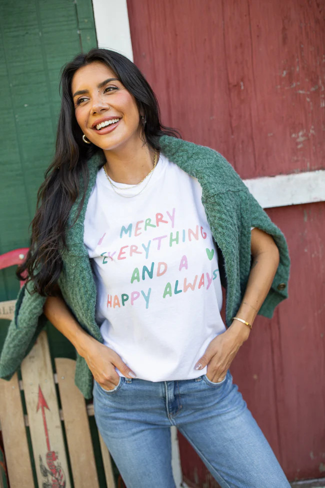 Merry Everything White Graphic Tee SALE | Pink Lily