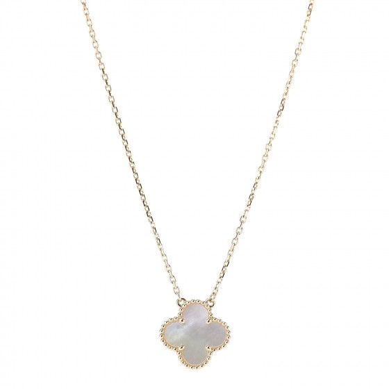 VAN CLEEF & ARPELS 18K Yellow Gold Mother of Pearl Vintage Alhambra Pendant Necklace | Fashionphile