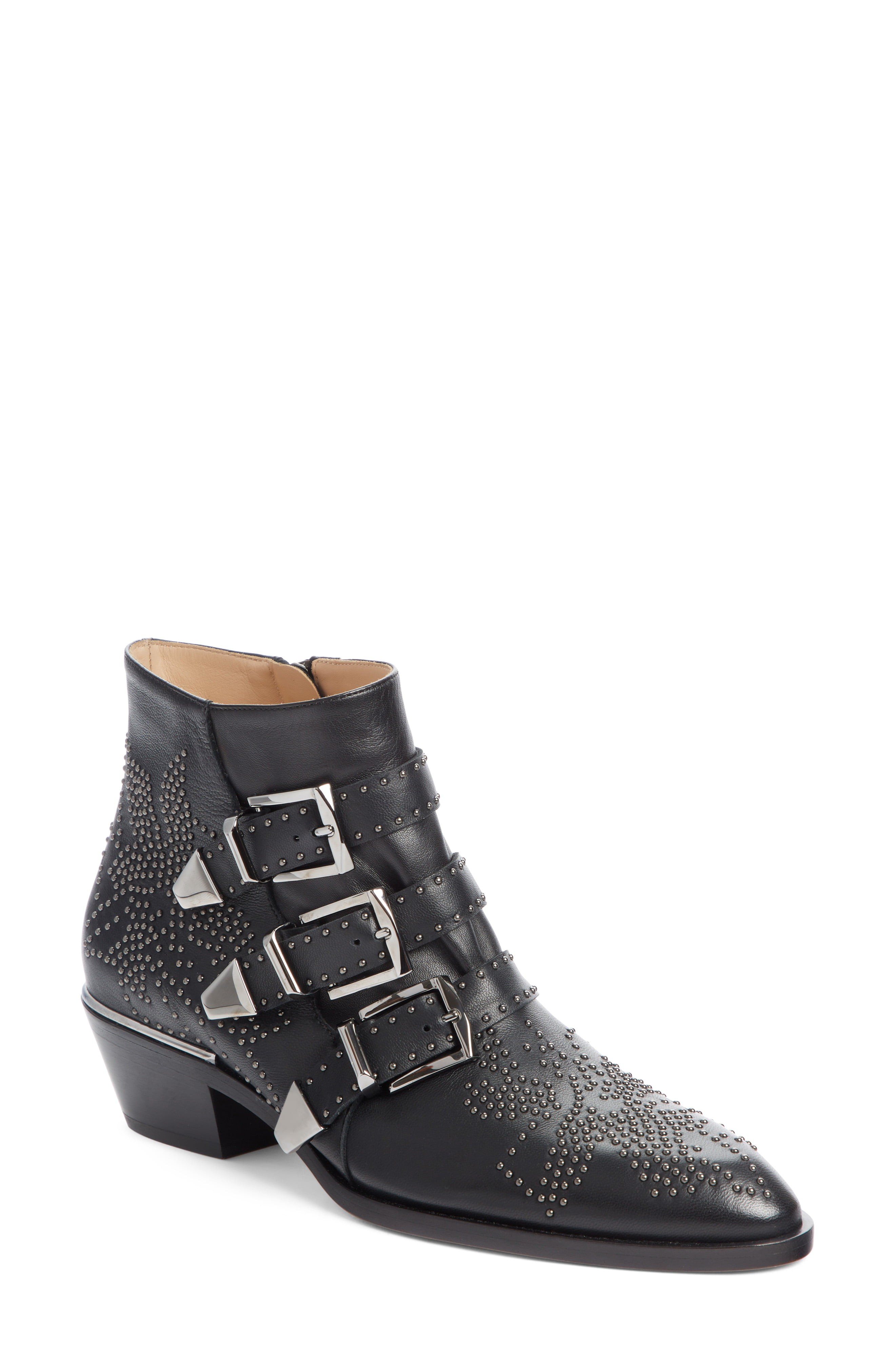 Women's Chloe Susanna Stud Buckle Bootie, Size 9US / 39EU - Black | Nordstrom