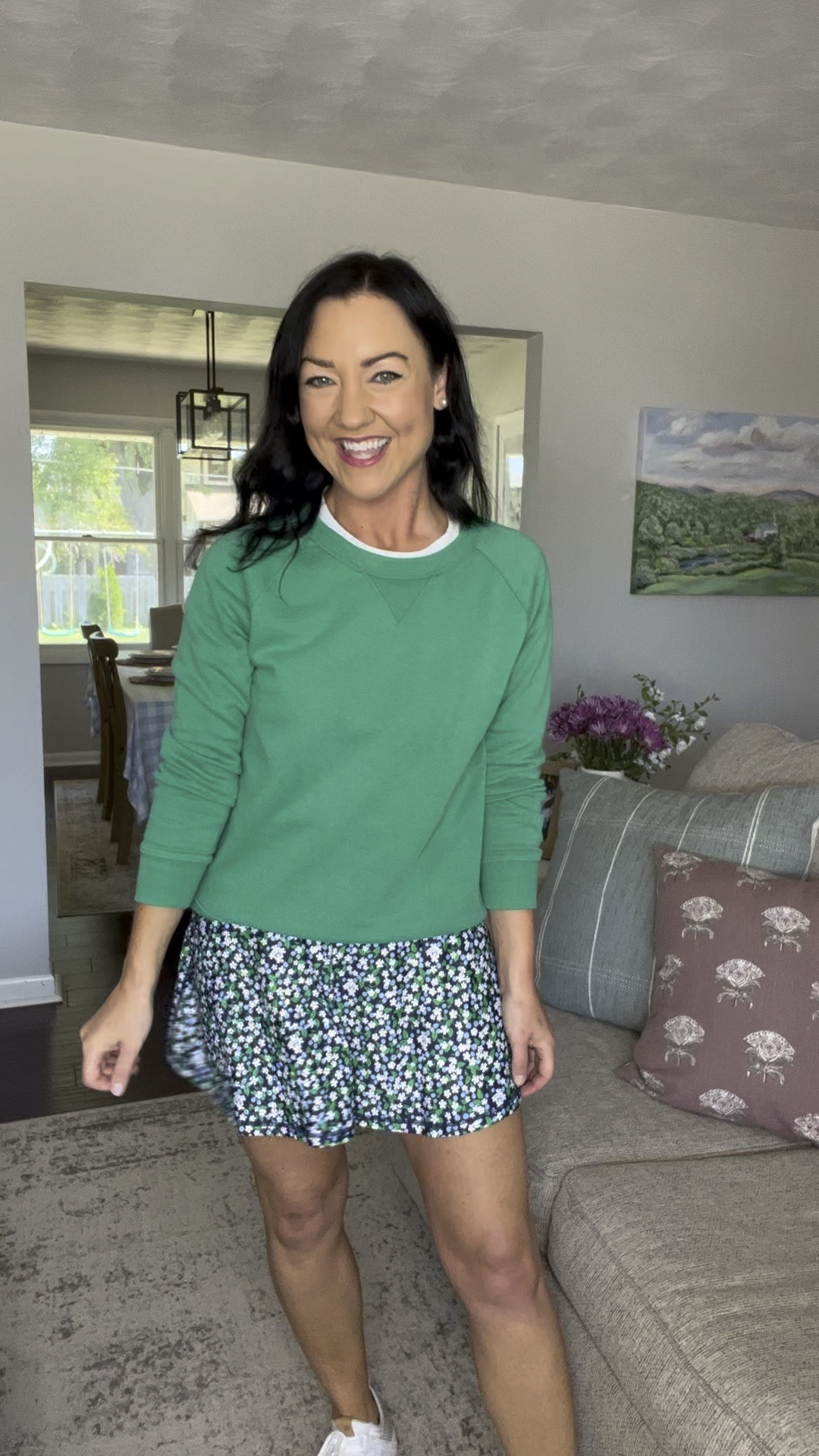 Run…this floral tennis skirt is on sale and you can take an additional 50% off with SALETIME! And I found a very similar Kelly green crewneck sweatshirt on sale at Target for under $25! Plus, my favorite white sneakers (which never go on sale) are on sale!!

The skort also looks great paired with white during the summer or navy during the winter. A great casual everyday outfit for moms running errands, at school pickup, etc. 

•Tennis skirt fits TTS, but I sized up to a medium for comfort and length. 
•New Balance white sneakers fit TTS. If between sizes, size up. 

Mom style, Jcrew, preppy, Target find, Target style, activewear, athleisure, pickleball, tennis, sale, affordable, casual #targetstyle #jcrew #momstyle #sale #tennis 

#LTKfindsunder50 #LTKfindsunder100 #LTKsalealert