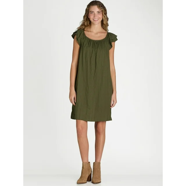 Time and Tru Women's Mini Dress with Flutter Sleeves, Sizes XS-XXXL - Walmart.com | Walmart (US)