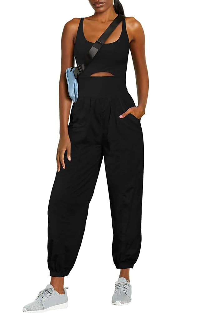 ReachMe Womens Running Onesie Athletic Romper Pants Hiking Outfits One Piece Workout Jumpsuits wi... | Amazon (US)