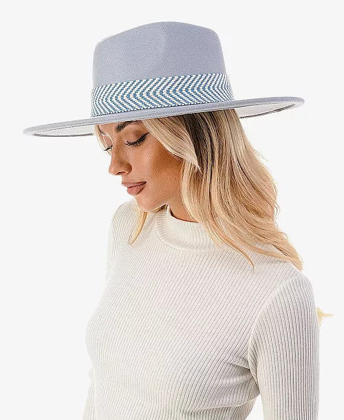 Marcus Adler Women's Chevron Trim Wool Blend Panama Hat - Macy's | Macy's