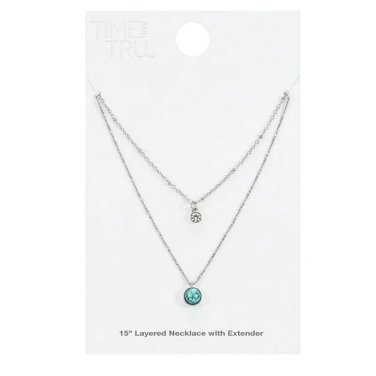 Time and Tru Women's Silvertone Layered Necklace, 1 Piece | Walmart (US)