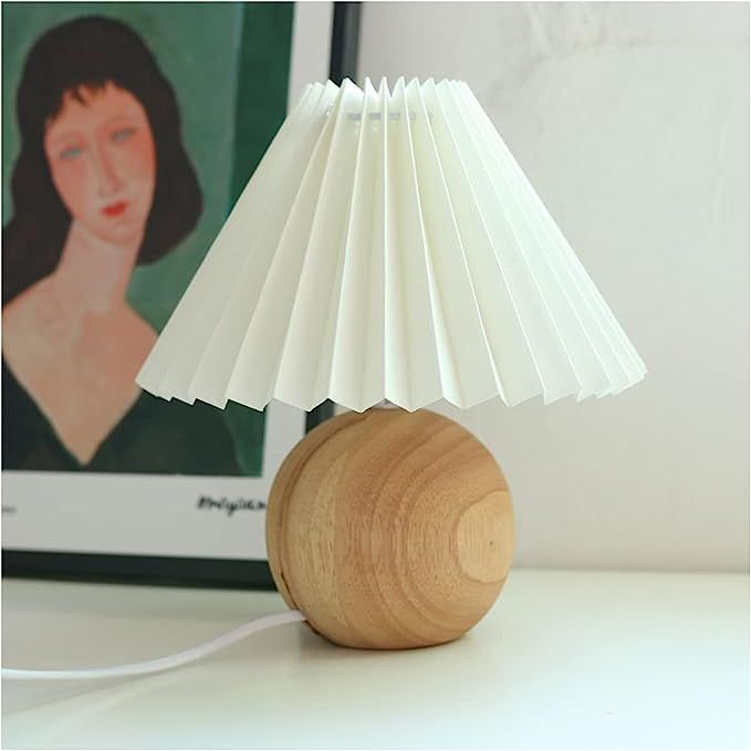 Vintage Style Pleated Table Lamp, Ins DIY Ceramic Table Lamp, Home Decor Creative Pleated Lamp wi... | Amazon (US)