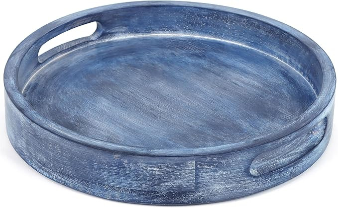 Mango Wood Serving Tray Handmade Metal Fruit Bowl Decorative Vanity Platter Tray, Kitchen Bathroo... | Amazon (US)