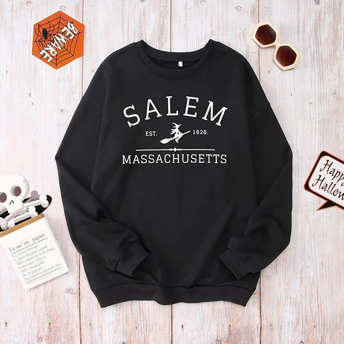 KEKEMI Salem Sweatshirt For Women Halloween Crewneck Witch Graphic Pullover Tops Long Sleeve Sale... | Amazon (US)