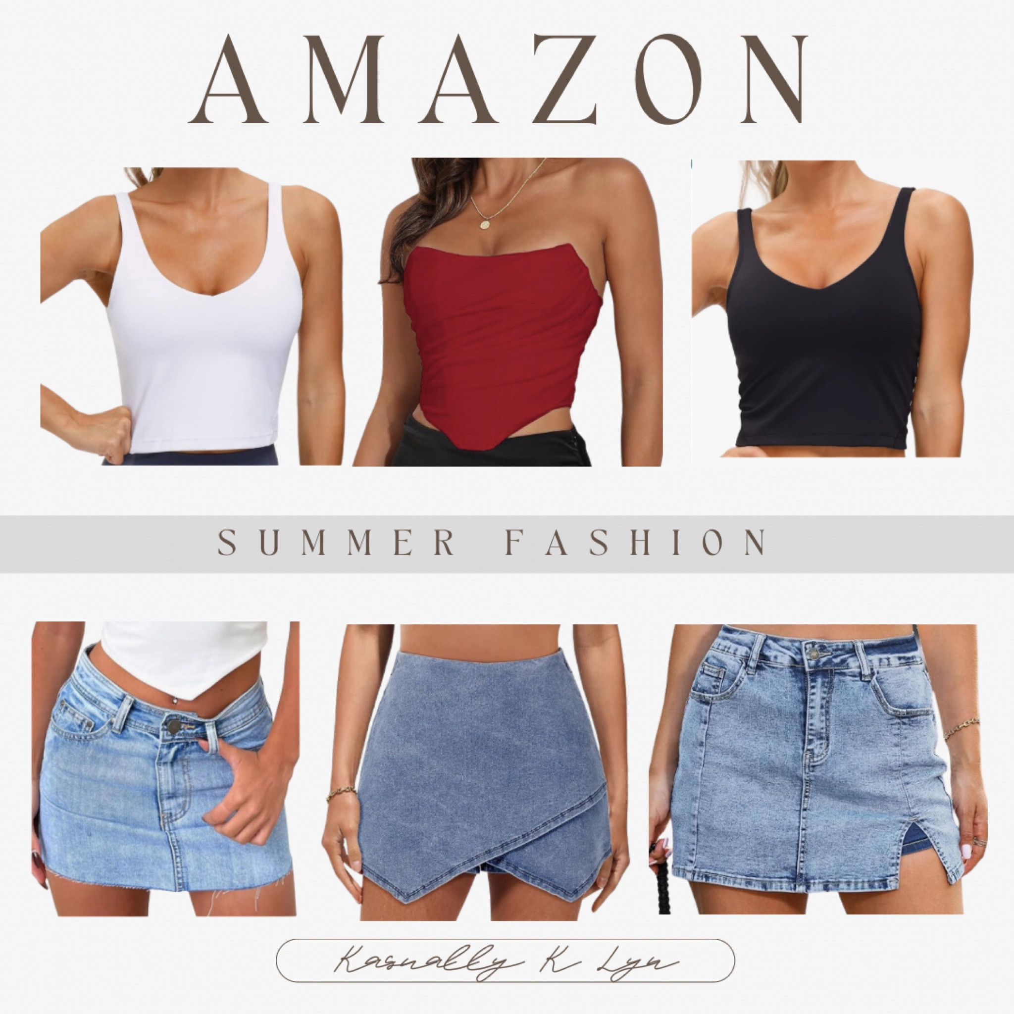 Amazon Summer Fashion!! gym people white medium support padded sports bra. gym people black medium support padded sports bra. red women’s vintage strapless open back corset body shaper crop top. women’s high waisted slim fit fringed denim mini skirt. women’s trendy high waisted pull on stretchy denim skirt. women’s high waisted stretchy mini denim skirt with side slit. #LTKDenim #LTKSummerClothes

#LTKFindsUnder50