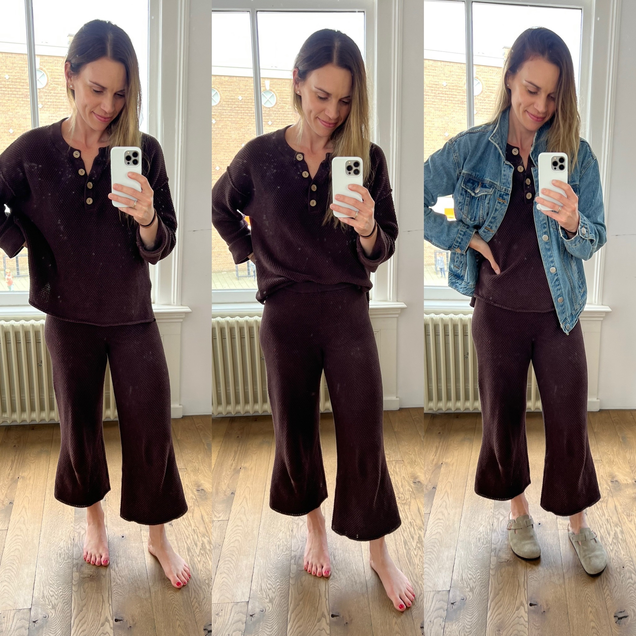 Tucked, untucked, or wear them as separates. Would also work for early pregnancy and postpartum. 
I’m in a small - would do a Medium for pregnancy  