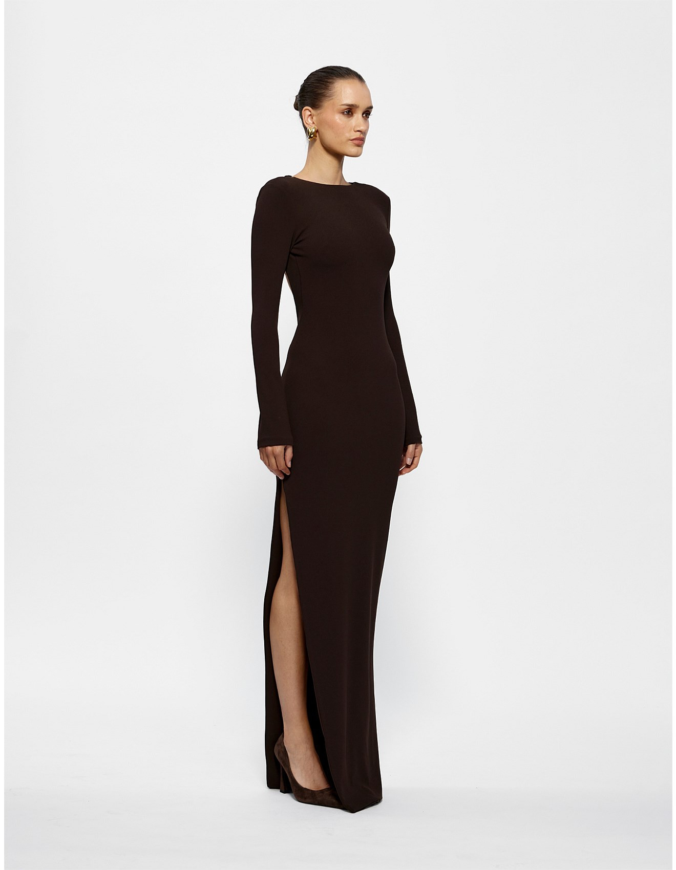 Indie Long Sleeve Crepe Floor Length Gown | David Jones (Australia & New Zealand)