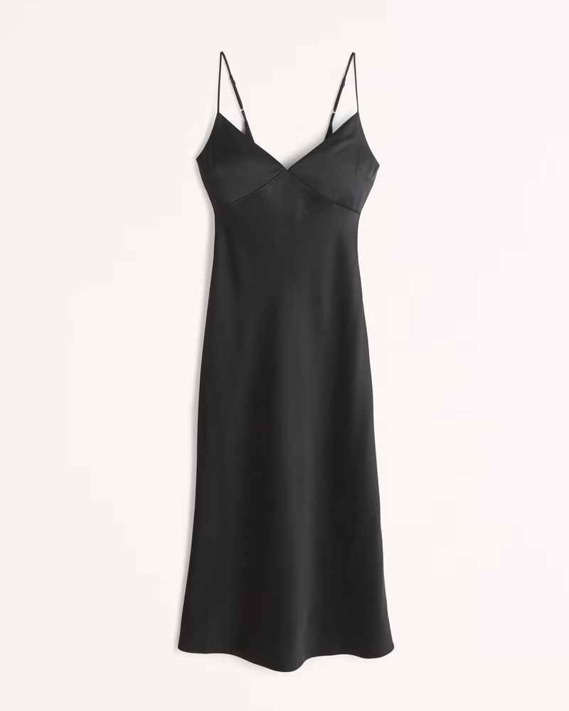 Women's Lace-Up Back Slip Midi Dress | Women's Dresses & Jumpsuits | Abercrombie.com | Abercrombie & Fitch (US)