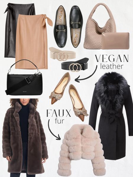 Faux fur coats and vegan leather shoes, skirts, bags, and accessories 

#LTKsalealert #LTKstyletip #LTKworkwear