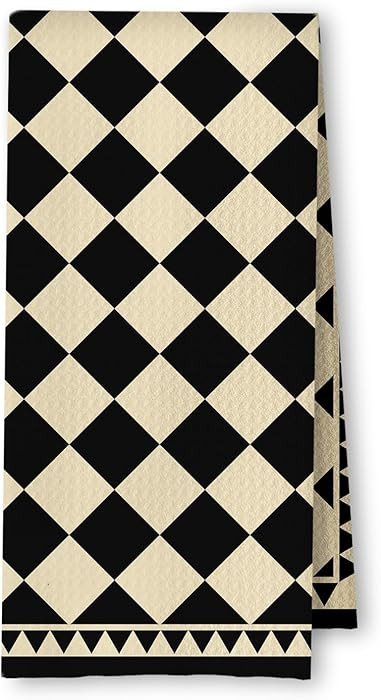 Boho Neutral Checkered Kitchen Towels, Beige and Black Checkered Dish Tea Towels for Kitchen Deco... | Amazon (US)
