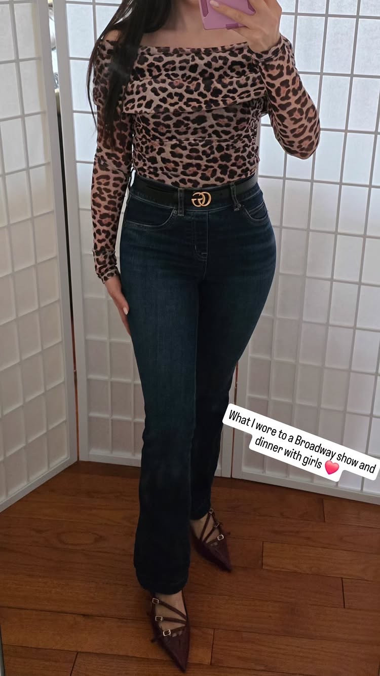 A recent girls night outfit with a leopard top, flare jeans & heels, wear the this and jeans on repeat, really love both! 

#LTKStyleTip #LTKSaleAlert #LTKPetite