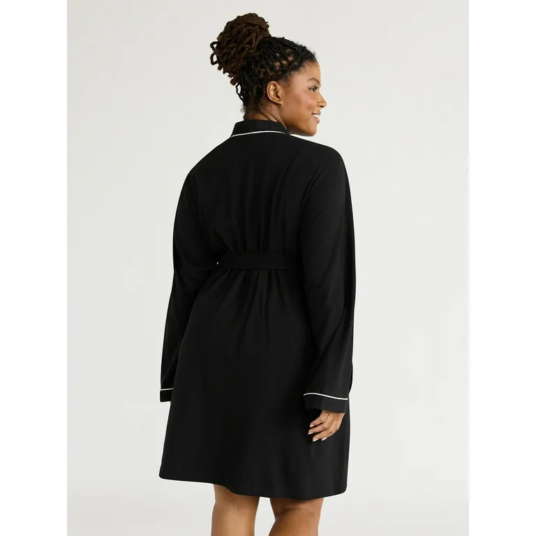 Joyspun Women's Cotton Blend Knit Wrap Robe, Sizes S to 3X - Walmart.com | Walmart (US)